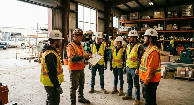 Workers receiving arc flash safety training