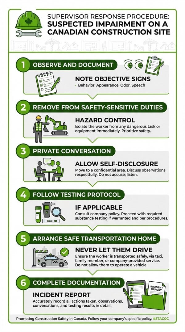 Supervisor response procedure for suspected impairment on a construction site