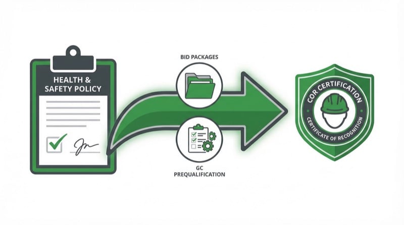 How a health and safety policy connects to COR certification and bid requirements