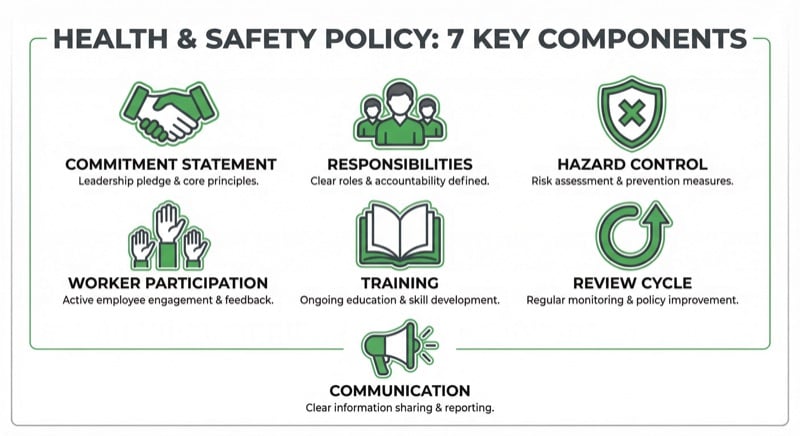 Key components of a health and safety policy for Canadian contractors