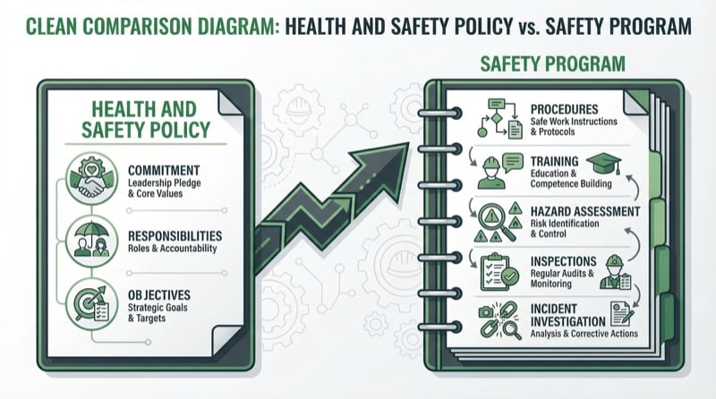 Health and safety policy versus safety program comparison for Canadian contractors