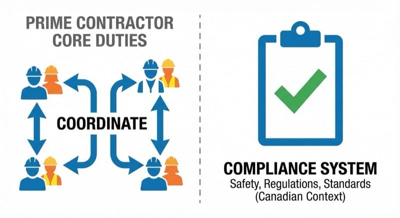 Two core duties of a BC prime contractor: coordinating OHS activities and maintaining a compliance system