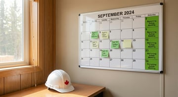 Safety meeting schedule calendar showing recurring meeting dates for a Canadian workplace