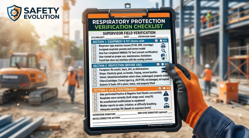 Respirator pre-use inspection checklist workflow visual