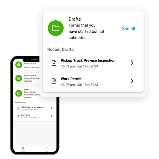 Draft Forms in Progress on Safety Evolution mobile app