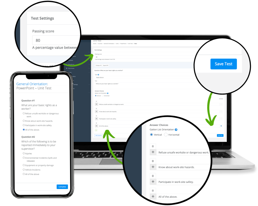 Upload Orientation Quiz with Passing Rate